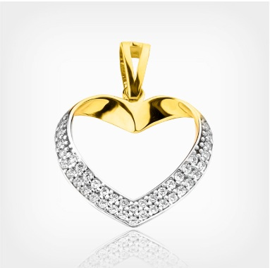 Złota zawieszka serce z cyrkoniami
