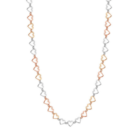 Naszyjnik srebrny pozłacany z serduszkami