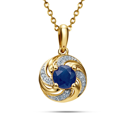 Złota zwieszka z szafirem i diamentami