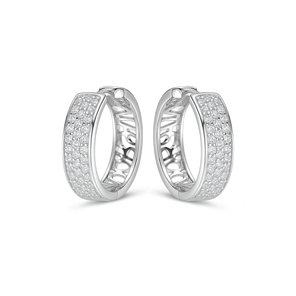 Kolczyki srebrne kółka szerokie z cyrkoniami