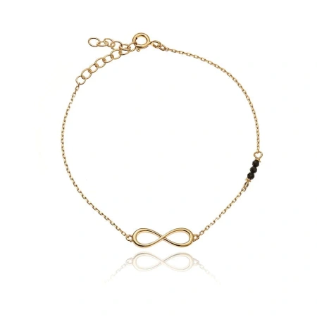 Bransoletka pozłacana nieskończoność z onyksem