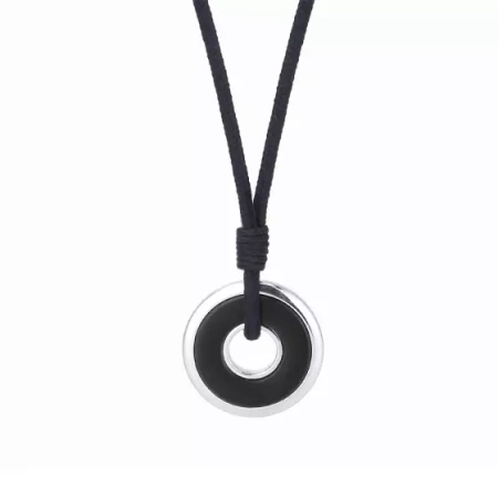 Naszyjnik męski sznurek z zawieszką i drewnem