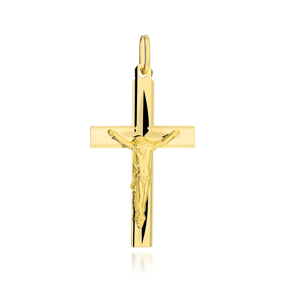 Złoty krzyż diamentowany z ukrzyżowanym Jezusem