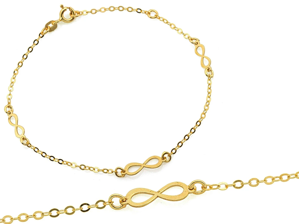 Złota Bransoletka z symbolami nieskończoności