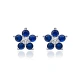 Kolczyki srebrne kwiatki z szafirowymi cyrkoniami