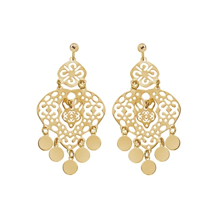 Kolczyki pozłacane wiszące ażurowe długie