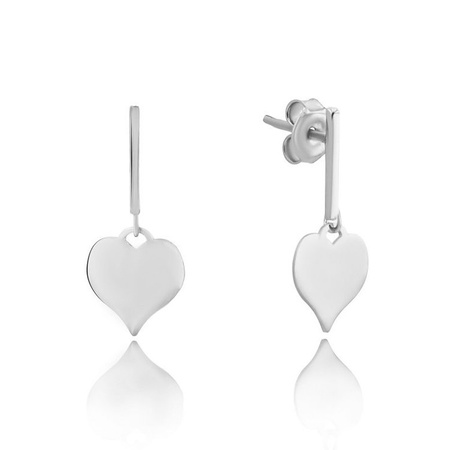 Kolczyki srebrne serca wiszące gładkie blaszki