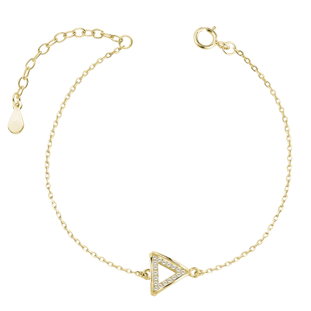 Bransoletka pozłacana trójkąt z cyrkoniami