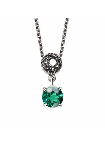 Naszyjnik srebrny z cyrkonią z markazytami