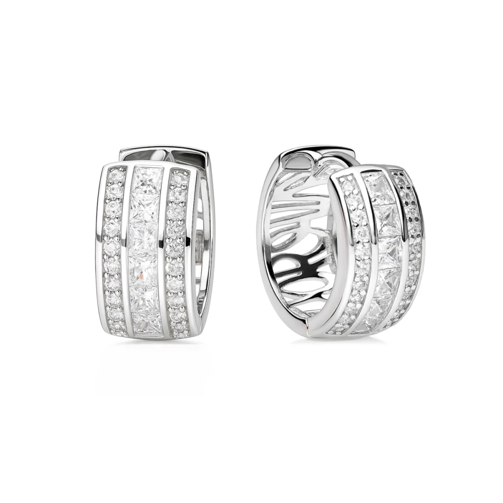 Kolczyki srebrne kółka szerokie z cyrkoniami