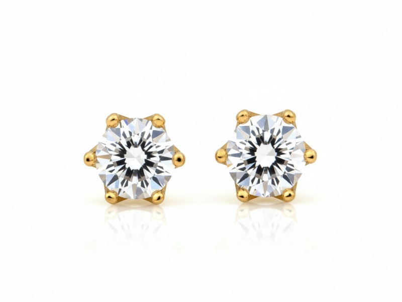 Złote kolczyki sztyft z cyrkoniami