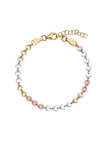 Bransoletka srebrna pozłacana blaszki diamentowa