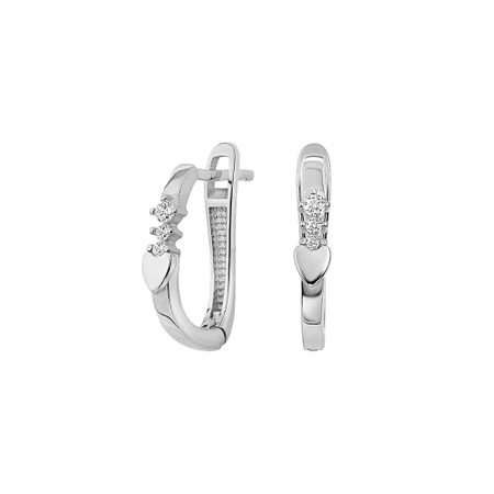 Kolczyki srebrne z serduszkiem i cyrkoniami