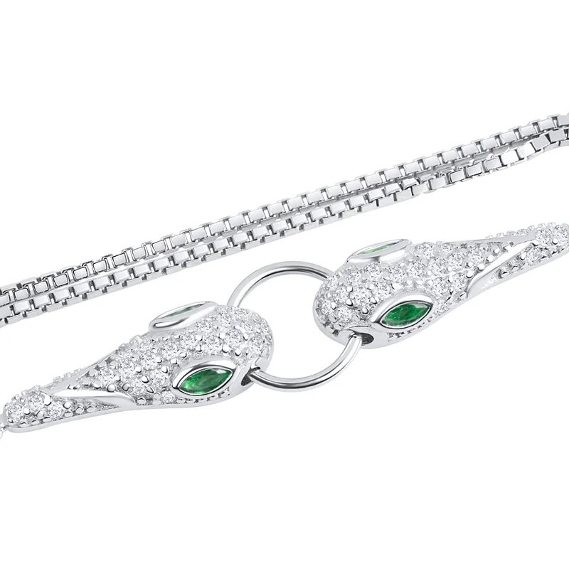 Bransoletka srebrna węże z cyrkoniami 