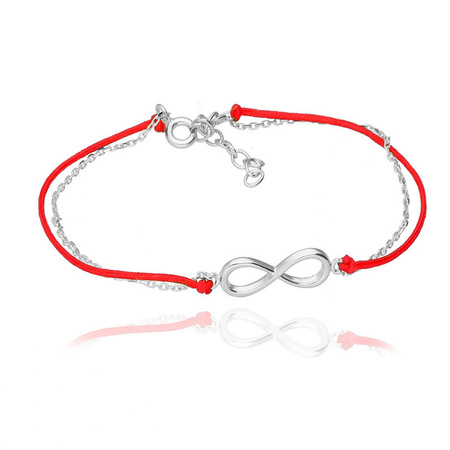 Bransoletka srebrna nieskończoność czerwony sznure
