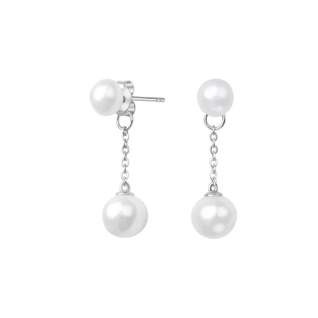 Kolczyki srebrne łańcuszki wiszące perły