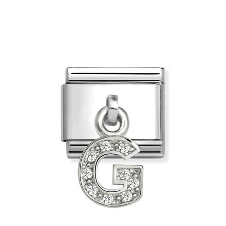 Element link do bransoletek Nomination Composable Stal + Srebro 925 litera G z cyrkoniami