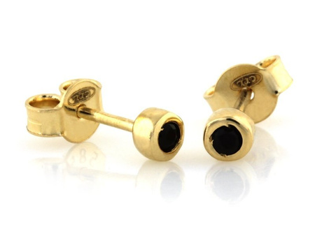 Złote kolczyki z czarną cyrkonią