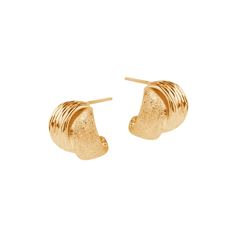 Kolczyki pozłacane półkółka szerokie diamentowane/mat