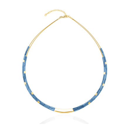 Naszyjnik srebrny pozłacany z hematytem