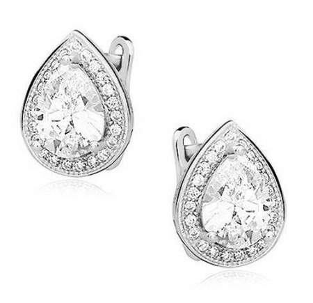 Srebrne kolczyki łezki z bezbarwną cyrkonią