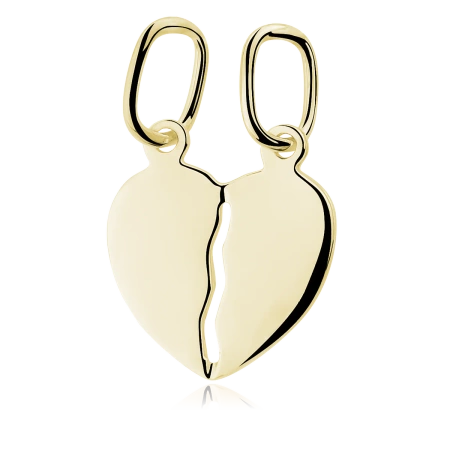 Zawieszka srebrna pozłacana połówki serc dla par