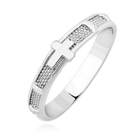 Srebrna rodowana obrączka pierścionek różaniec