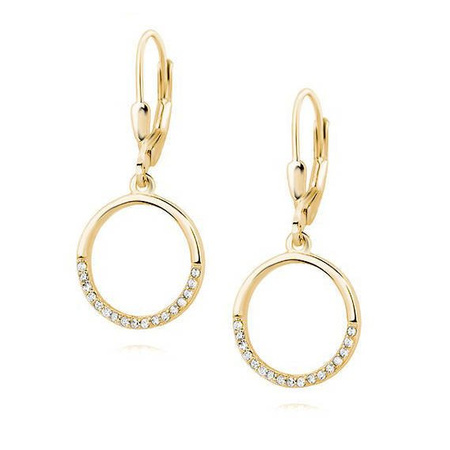 Kolczyki srebrne pozłacane kółka z cyrkoniami