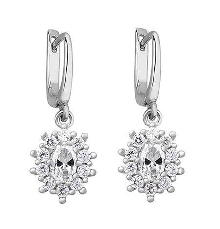 Srebrne kolczyki z bezbarwnymi cyrkoniami