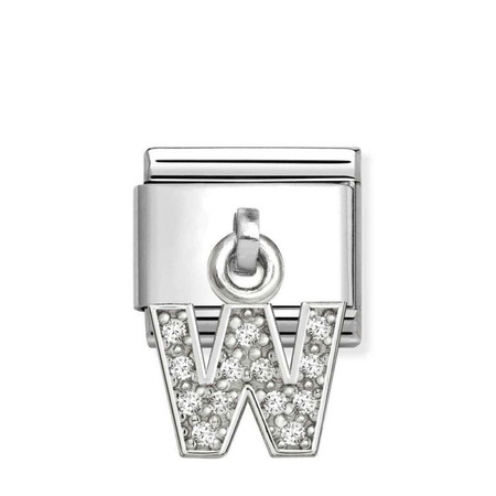Element link do bransoletek Nomination Composable Stal + Srebro 925 litera W z cyrkoniami