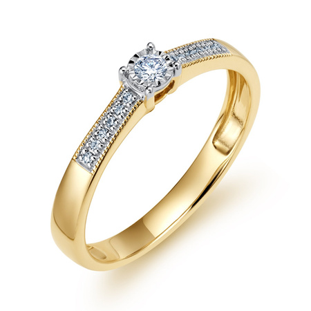 Złoty pierścionek z diamentami