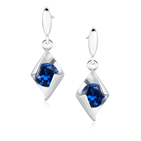 Kolczyki srebrne z szafirowym kamieniem