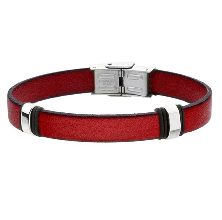 Bransoletka męska stal szlachetna skóra