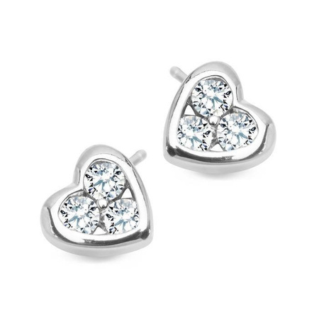 Srebrne kolczyki małe serca z cyrkoniami