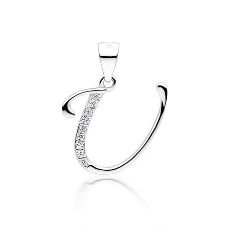 Zawieszka srebrna litera U z cyrkoniami