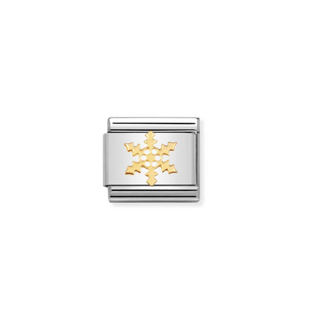 Element link do bransoletek Nomination Composable Stal + Złoto 18k śnieżynka gwiazdka