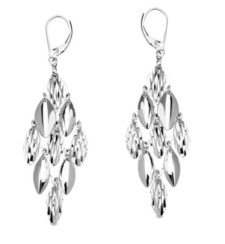 Kolczyki srebrne wiszące blaszki diamentowane