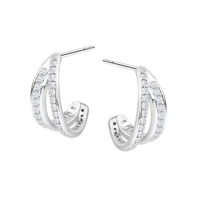 Kolczyki srebrne półkółka z cyrkoniami