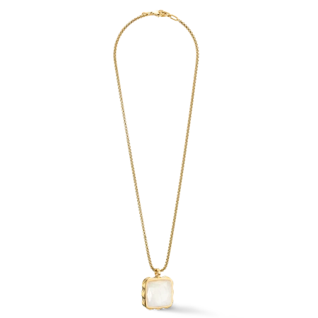 Naszyjnik Amulet Kolce Kwadratowy Jadeit złoto-biały