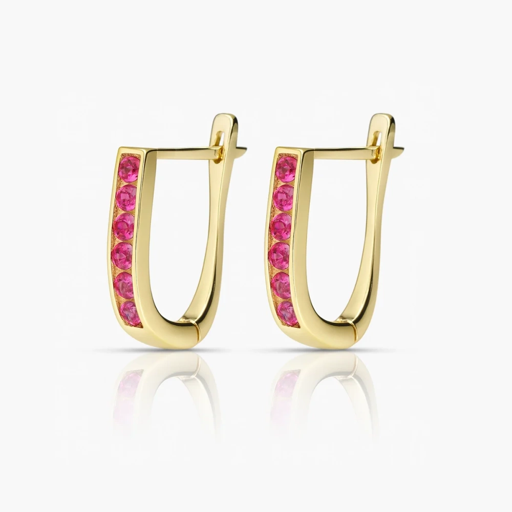 Kolczyki pozłacane z różowymi cyrkoniami