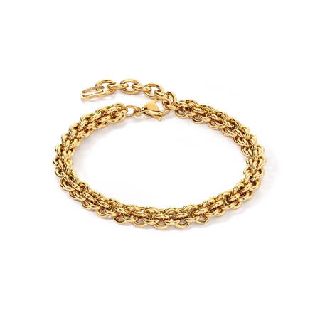 Bransoletka MESH Coeur de Lion gruba łańcuch pozłacana