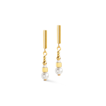 Kolczyki pozłacane wiszące z perłą