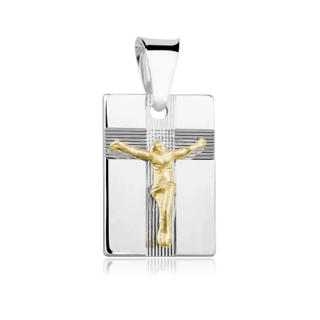 Medalik srebrny z Jezusem Chrystusem pozłacany