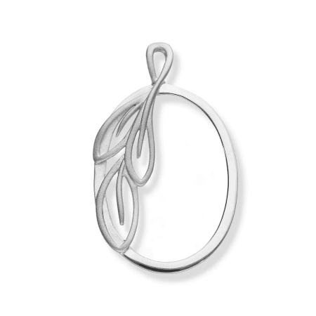 Zawieszka srebrna owalna z liściem