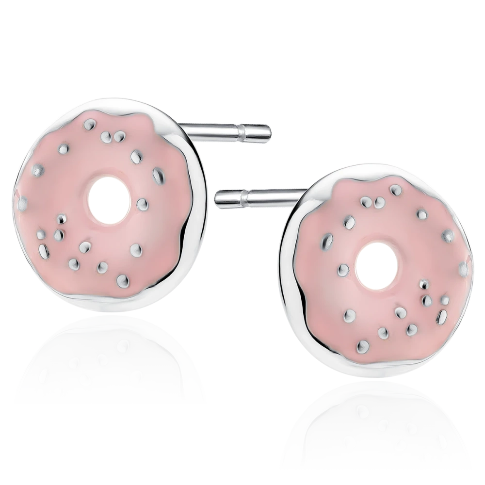 Kolczyki srebrne emaliowane donuty