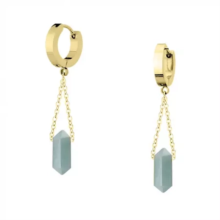 Kolczyki stalowe kółka  Amazonit