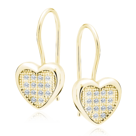 Srebrne kolczyki pozłacane serduszka z cyrkoniami