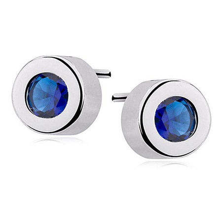 Srebrne, małe kolczyki z szafirową cyrkonią