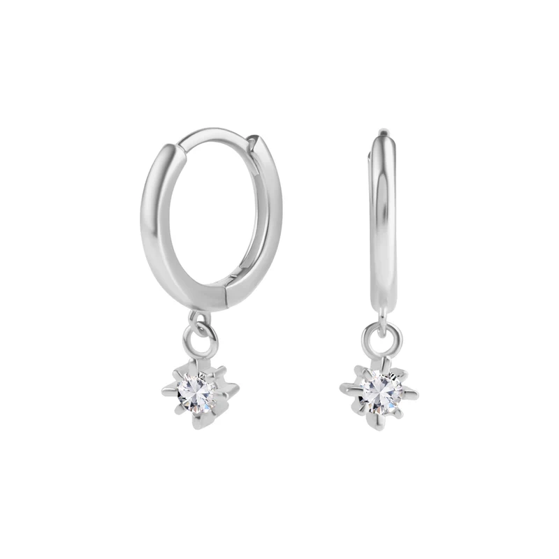 Kolczyki srebrne kółka z wiszacymi cyrkoniami