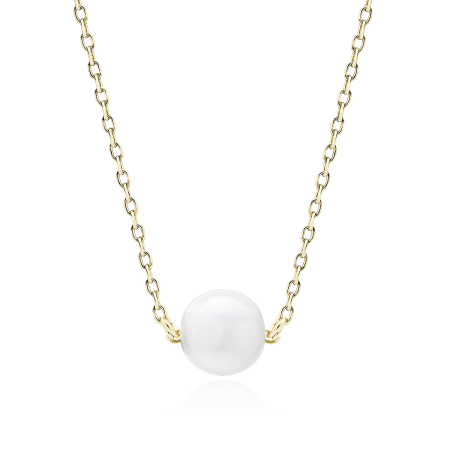 Naszyjnik srebrny pozłacany z perłą